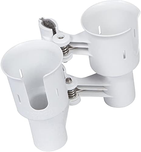 ROBOCUP, (White), Patented Clamp On Boat Cup Holder |Multifunction Dual Drink Caddy for Fishing Poles, Tools, Net, Gaff |Portable Storage for Boating, Beach, Umbrellas, Golf Carts, Strollers - Image 5