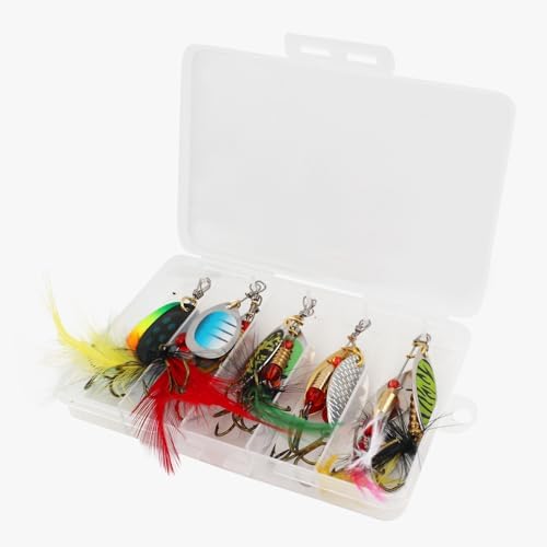 KINGFOREST 10-12-20pcs Fishing Lures Spinnerbait for Bass Trout Salmon Walleye Hard Metal Spinner Baits Kit with Tackle Box - Image 2