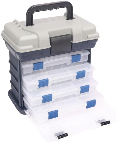 Fishing Tackle Box, 4 Layers Fishing Box, Tackle Boxes, Quick-Access Top Storage with Lid for Fishing Gear and Accessories,（Grey）by KUKLIPJIM by KUKLIPJIM