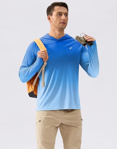 Pudolla Men's Sun Protection Hoodie Shirts UPF 50+ Fishing Hiking Shirt - Image 3