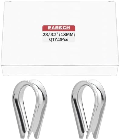 M18 23/32 Inch Wire Rope Thimble 23/32" Stainless Steel Thimbles for Wire Rope Cable Thimble Rigging (Pack of 2Pcs) by RABECH
