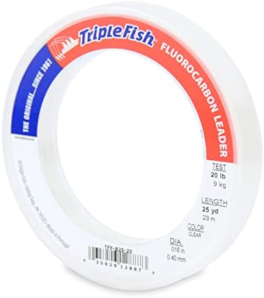 Triple Fish 100% Fluorocarbon Fishing Leader - Clear Invisible Strong and Heavy Duty Highly Abrasion Resistant, Fast Sinking Freshwater & Saltwater by TripleFish