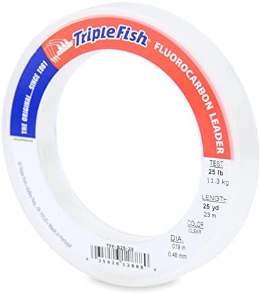 Triple Fish 100% Fluorocarbon Fishing Leader - Clear Invisible Strong and Heavy Duty Highly Abrasion Resistant, Fast Sinking Freshwater & Saltwater by TripleFish
