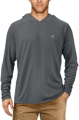 Roadbox Mens Fishing Sun Hoodie, Long Sleeve UPF 50+ UV Protection Shirts by Roadbox