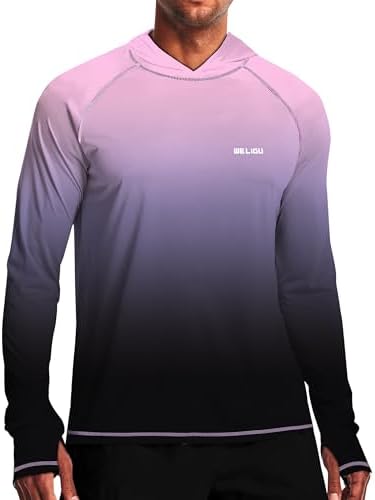 Men's UPF 50+ Sun Protection Hoodie, Long Sleeve Fishing Shirt by WELIGU