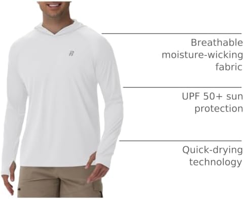 Runhit UPF 50+ Fishing Shirts for Men Long Sleeve Sun Protection Hoodie Lightweight Outdoor Workout Hiking Running Rash Guard - Image 4