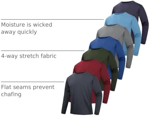OYGSieg 6/7 Pack Men's Quick Dry Long Sleeve UPF50+ Sun Shirts - Image 4