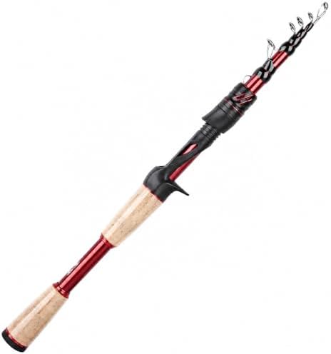 Portable Fishing Rods,Telescopic Spinning Rod with 24T Carbon Blanks & Solid Carbon Tip, Cork Handle Collapsible Rods, Easy to Travel by KULPORT