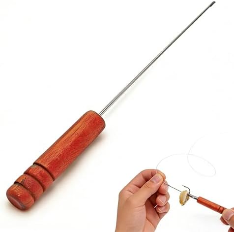 Worm Threader Fishing Bait Rigging Needles, 5.8'' Stainless Steel Small Rig Tool with Wooden Handle, Portable Carp Fishing for Freshwater & Saltwater Anglers by MHFOOU