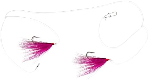 UMT Fluke Flounder Ocean Hi/Lo Rig – BUCKTAIL Teaser Hook for Saltwater – Size 5/0 Hook - 40lb Heavy Duty Mono 3ft Long - Black Duo-Lock Snaps - Hand Tied - Image 3