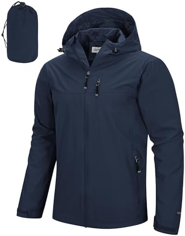 33,000ft Men's Packable Rain Jacket Waterproof Raincoat with Hood by 33000ft