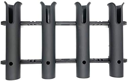 HiUmi Wall Mounted Fishing Rod Holders Tubes Links Fishing Rod Holder Rack Rests (4-Pole-Black) by HIUMI