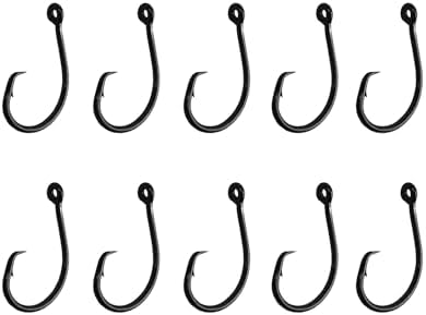 10PCS High-Carbon Steel Circle Hooks Barbed Fishing Hooks with Holes, Freshwater and Saltwater Fishing Hooks for Tuna, Catfish, Bass by HSYMQ