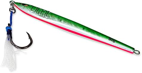 80g Tuna Riser jigs 1, 5, 10 Packs Green/White, Pink Glow by UncleMosTackle