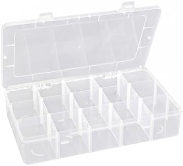 Hlotmeky Plastic Organizer Box with Dividers Bead Organizer 15 Large Grids Tackle box Organizer Clear Snackle Box Container by Hlotmeky
