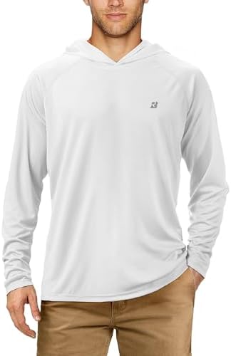 Roadbox Mens Fishing Sun Hoodie, Long Sleeve UPF 50+ UV Protection Shirts by Roadbox
