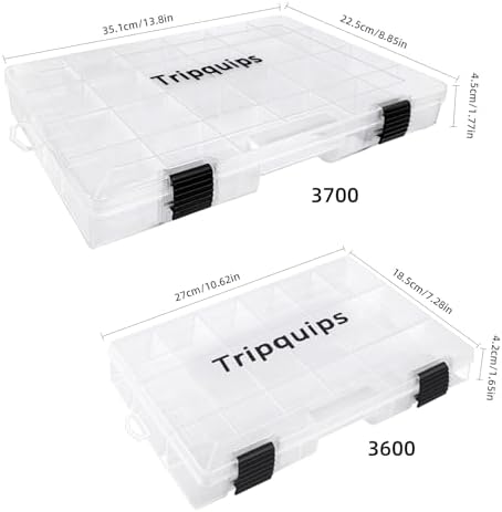 Tripquips 3600 Tackle Trays, Plastic Storage Organizer Box with Removable Dividers - Tackle Boxes - Fishing Tackle Storage - 3700 Tackle Trays - 2 Packs/4 Packs Box Organizer - Image 3