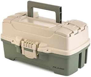 Plano One-Tray Tackle Box, Green/Tan, Rust-Proof Brass Latch, Top-Access Tray with Deep Storage, Made in the USA, Portable Fishing Gear Storage Organizer - Image 2