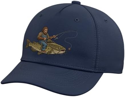Flathead Catfish Fishing Bigfoot Riding Fisherman Funny Adjustable Baseball Hat by Unknown