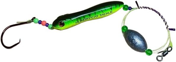 Premium Catfish Ready Rig, Ribbit-Rig, Bright Multicoloured, with 3 oz Egg Sinker Weight. by Unknown