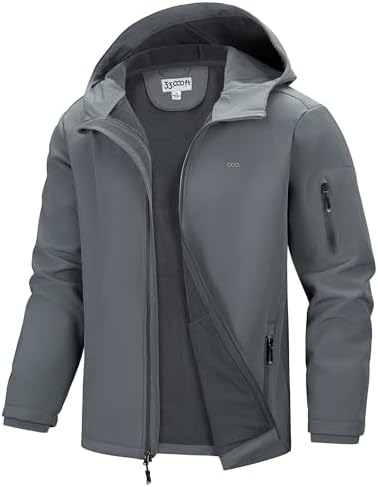 33,000ft Men's Hooded Fleece Lined Rain Shell Jacket Waterproof Lightweight by 33000ft