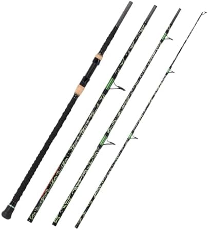 Fiblink Surf Fishing Rod,Carbon Fiber Spinning Beach Surf Rod,2Piece/3Piece/4Piece Travel Fishing Rod,Green Camouflage Pattern Design,Surf Fishing 9'6"/10'/12'/15' - Image 2