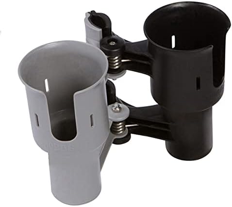 ROBOCUP, (Black&Gray), Patented Clamp On Boat Cup Holder | Multifunction Dual Drink Caddy for Fishing Poles, Tools, Net, Gaff | Portable Storage for Boating, Beach, Umbrellas, Golf Carts, Strollers - Image 6