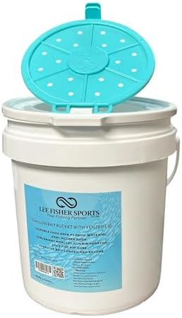 Plastic Bait Bucket (Minnow Bucket), 1 Gallon, White with Vented LID by Lee+Fisher+Sports