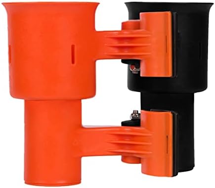 ROBOCUP, (Orange & Black), Patented Clamp On Boat Cup Holder |Multifunction Dual Drink Caddy for Fishing Poles, Tools, Net, Gaff |Portable Storage for Boating, Beach, Umbrellas, Golf Carts, Strollers - Image 3