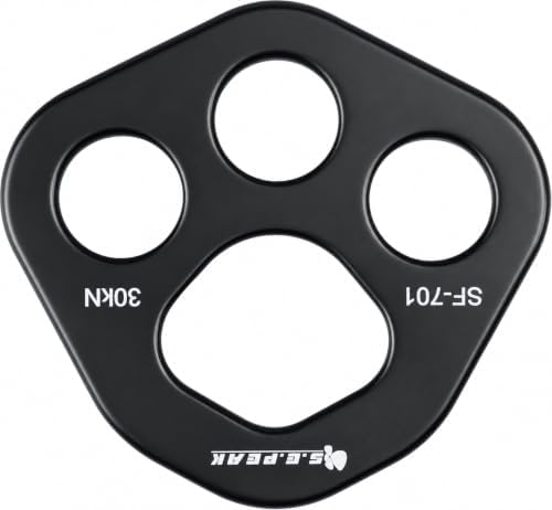 30 kN Climbing Rigging Plate, 4-Hole Multi-Anchor Connector, Black by SEPEAK