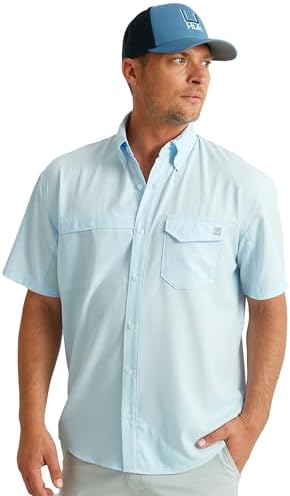 HUK Men's Tide Point Kc Scott Original Artwork Short Sleeve Shirt, Fishing Button Down by HUK