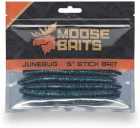 Moose Baits 5" Stickbaits | Worms for Bass Fishing - Premium Stick Bait, Wacky Worms/Soft Plastic Largemouth Bass Rubber Worms, Fishing Worms Perfect for Bass Fishing Kit - Image 2