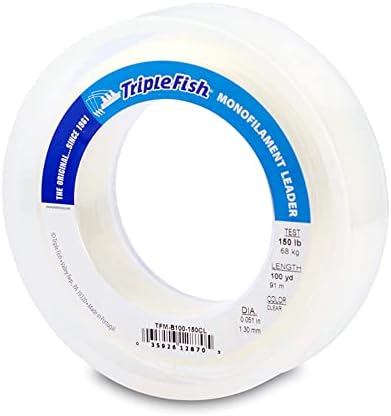 Triple Fish Monofilament Fishing Leader - Clear, Camo Strong Tough Leader Material for Big Game Fishing, Up to 400lb Test by TripleFish