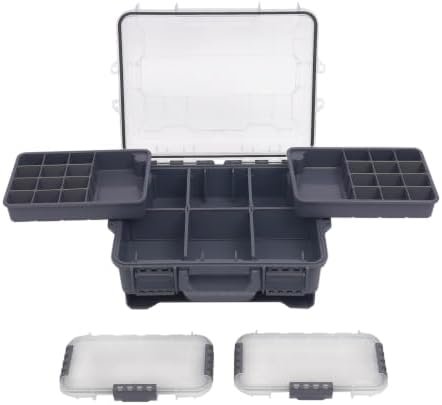 Fishing Tackle Box 3 Tiers Lure and Accessory Storage Organizer with Removable Tackle Tray Grey Tackle Trays for Anglers (Grey) - Image 3