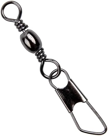 Barrel Swivel Snaps,50/100pcs Fishing Swivel Safety Snaps Stainless Steel Copper Swivel Fishing Multiple Size Black/Gold Fishing Swivel Snaps for Saltwater Freshwater by VATEICO