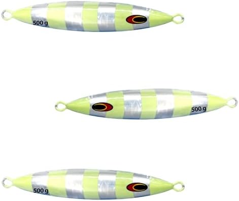 Tuna Jig 500g, 6.5 Inches, 3 Pc, Silver Zebra Glow Color, Unrigged by Sanhu