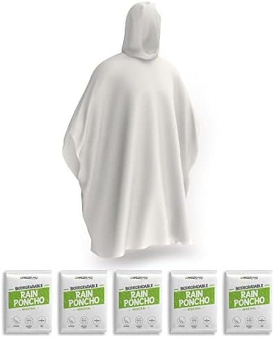 Hagon PRO Disposable Rain Ponchos for Adults, Hooded Poncho, Family 5 Pack by HagonPRO