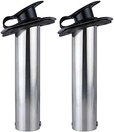 Hoffen 2Pcs Boat Stainless Steel Fishing Rod Holder Flush Mount 15/30/90 Degree with PVC Cap,Inner Tube and Gasket - Image 2