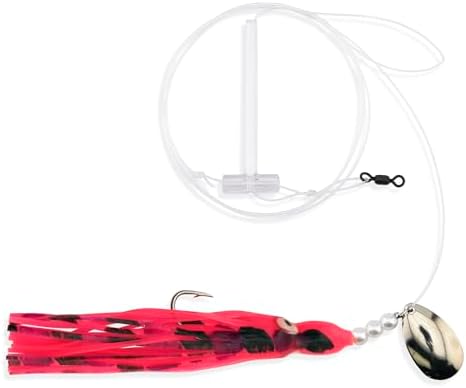 Aqua-Clear Squid Teaser Rig Fishing Lure, Saltwater Fishing Rig with 3/0 Extra Long Hook, Fluke Flounder Trout Croaker Rig, Mono Leader AFW Swivel Spinner, Multi Color Variations - Image 2