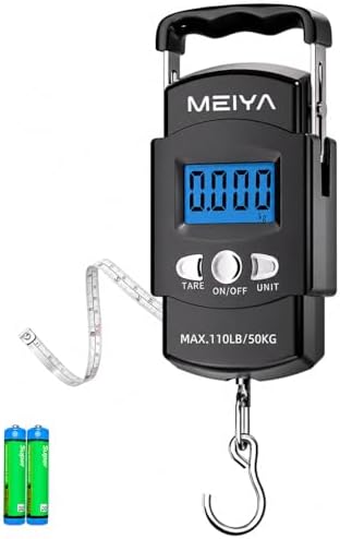 MEIYA Digital Fish Scale & Fishing Scale with Comfortable Handle - 110lb/50kg High-Accuracy Fishing Gear, Professional Fishing Gifts for Men, Comfort-Grip Hanging Scale for Large Fish, Luggage by MEIYA
