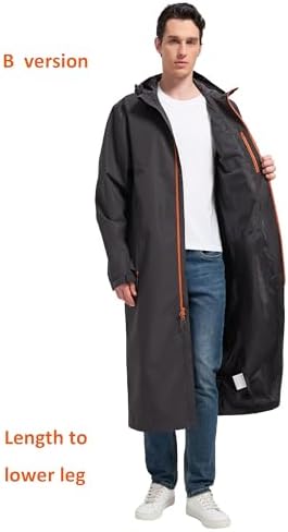 NORDIC OUTLAND Rain Jacket Men,Waterproof Breathable Long Raincoat with Hood Mesh Lining,Windbreaker for outdoor activities - Image 4