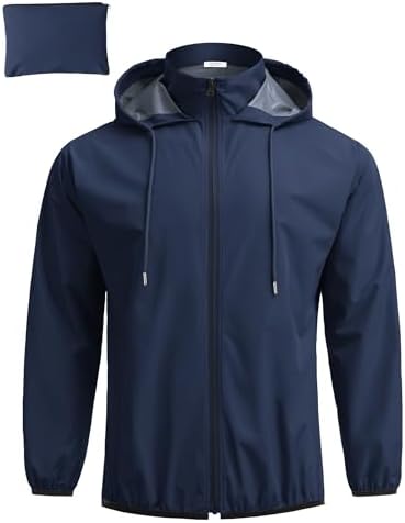 COOFANDY Men's Light Rain Jacket Packable Waterproof Raincoat Windbreaker by COOFANDY