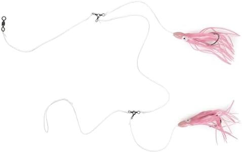 UMT Snapper Hi-Lo Fishing Rigs 4" Pink Squid Teaser, 8/0 Offset Octopus Hooks, 60lb Leader 1, 5, 10 Pack Options - Image 4