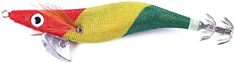 Wooden Shrimp Saltwater Fishing Bait Glow Shrimp Bait Glow Squid Bait Artificial Cuttlefish Bait with Double Rows of Parachute Hooks for Night Fishing for Squid by JAZALIC