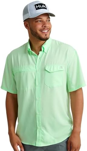 HUK Men's Tide Point Kc Scott Original Artwork Short Sleeve Shirt, Fishing Button Down by HUK