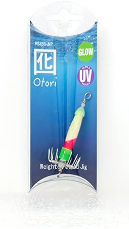 Otori Squid Jig, Weighted, 1 Pack, 1 oz, 1-1/8" Diameter Hook, Glow in the Dark by BeauMac