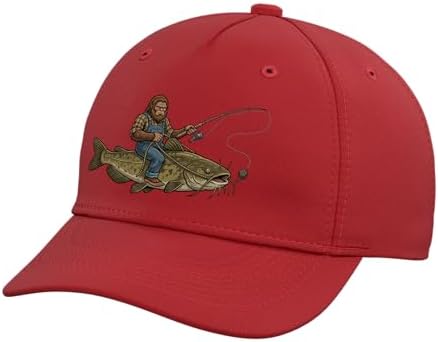 Flathead Catfish Fishing Bigfoot Riding Fisherman Funny Adjustable Baseball Hat by Unknown
