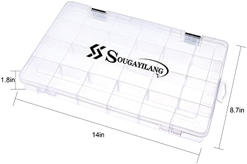 Sougayilang Fishing Tackle Boxes - 3600 3700 Plastic Storage Organizer Box with Removable Dividers - Fishing Tackle Storage - 4 Packs Transparent Tackle Trays - Image 5
