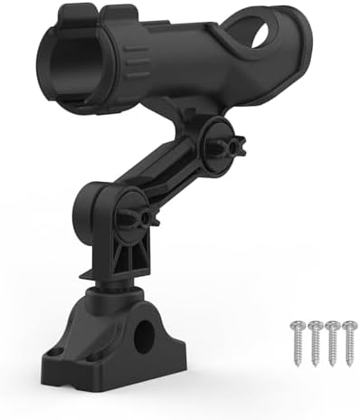 Fishing Rod Holder for Kayak & Boat with Side Deck Mount, 360 Degree Adjustable, Compatible with Spinning, Casting, Fly Reels by Aventik