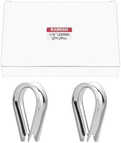 M22 7/8 Inch Wire Rope Thimble 7/8" Stainless Steel Thimbles for Wire Rope Cable Thimble Rigging (Pack of 2Pcs) by RABECH